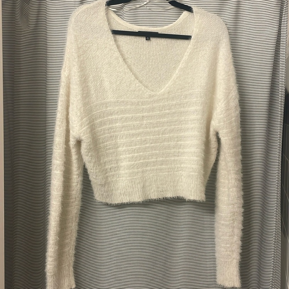 Kendall & Kylie white fuzzy sweater